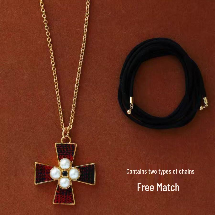 Жемчужная Клетчатая Нишевая Ретро Цепочка для Свитера - Роскошное Длинное Ожерелье