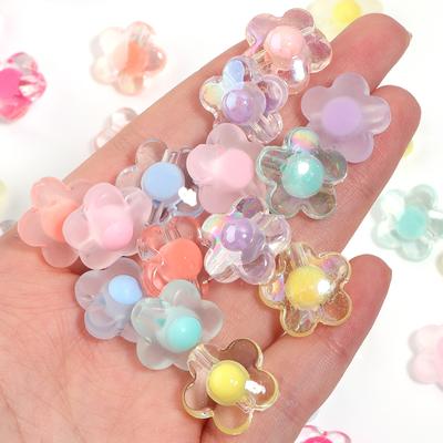 50pcs Flower Acrylic Beads Matte Transparent Mix Color Plum Blossom Charm Bead for DIY Bracelet Phone Chain Jewelry Accessories