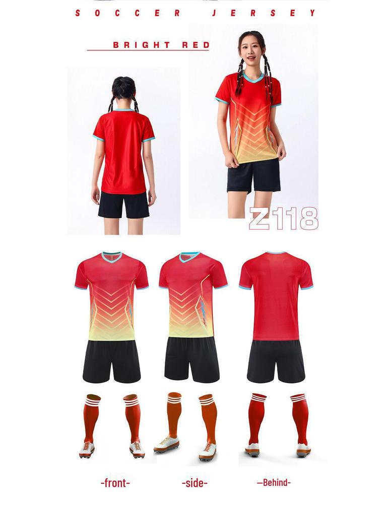 Quick-Dry Soccer Kit: Men's, Women's, Youth Team Training & Competition Short-Sleeve Jersey.