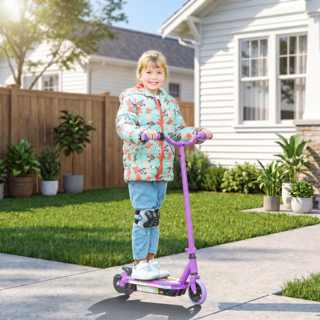 Electric Scooter for Kids 6-14 Years, with Colourful Lights, Purple