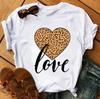 Women's Round Neck White Short-sleeved T-shirt Fashion Printed Valentine's Day Base Shirt Aesthetic Clothes Summer Polyester