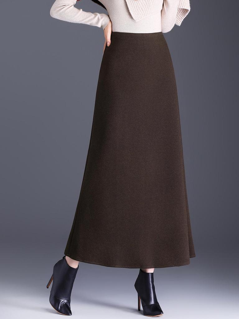 Elegant High-Waisted Fishtail A-Line Midi Skirt - Winter 2025 Slimming Style