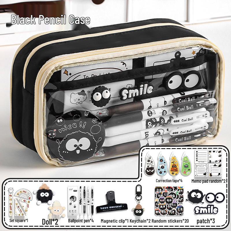 Upgraded Transparent Coal Ball Pencil Case - Stylish, High Capacity for Boys & Girls