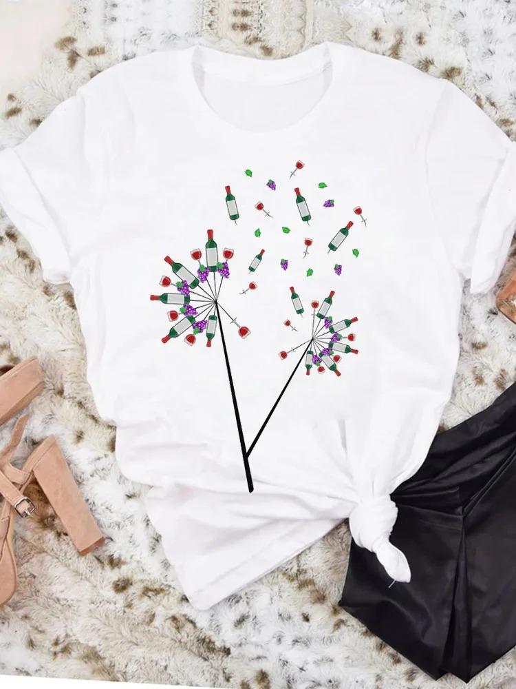 AM Coffee PM Red Wine TShirt Casual Short Sleeve Y2k Tops Womens Clothing Simple Design Fashion Harajuku White Graphic Tees