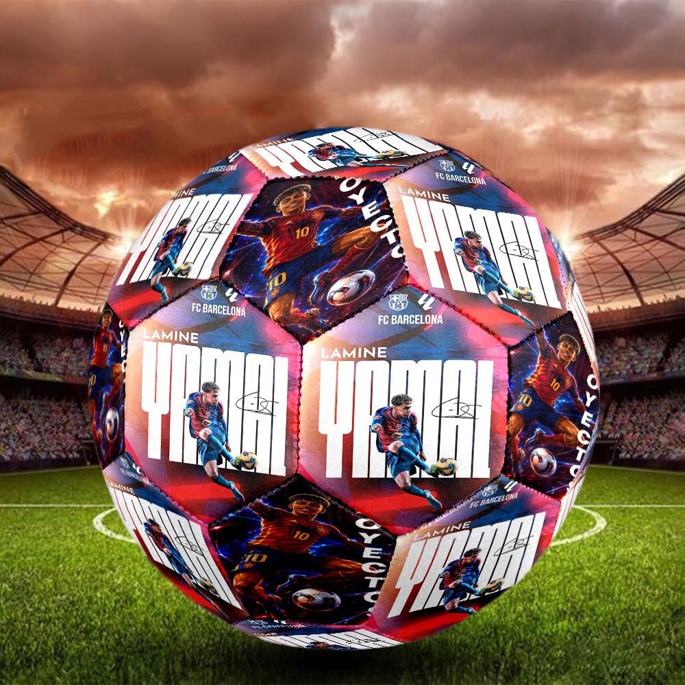 Lamine Yamal 19 Barcelona Player Action Size 5 Soccer Ball Machine-Stitched Indoor/Outdoor Training and Matches Ideal for Soccer Enthusiasts