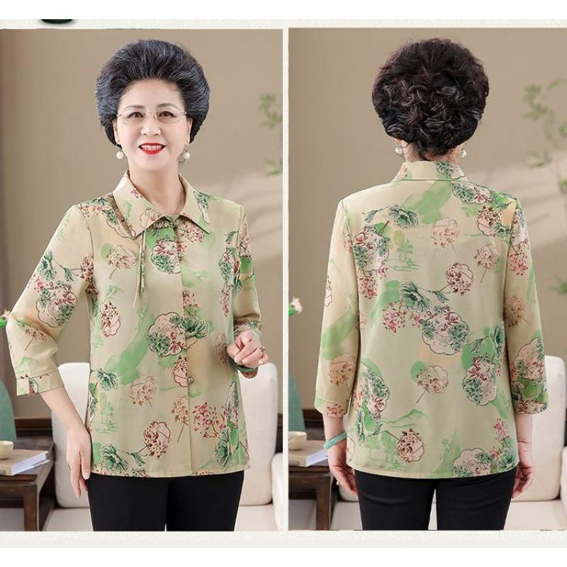 New Summer Shirts for Middle-aged and Elderly People Three-quarter Sleeve Summer Cardigan Shirts