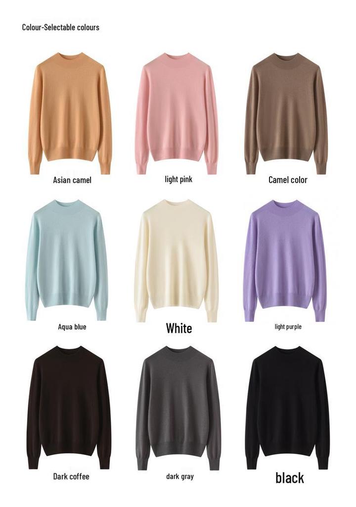 Women's 100% Pure Wool Seamless Knit Sweater, Machine Washable, Round Neck Spring Top