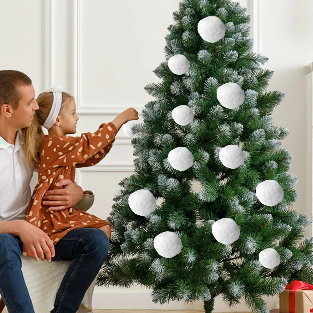 Christmas Snowballs White Fur Pompom Hairballs For Xmas Tree Pendant Kids Toy Balls Indoor Outdoor Toys Party Decoration Props