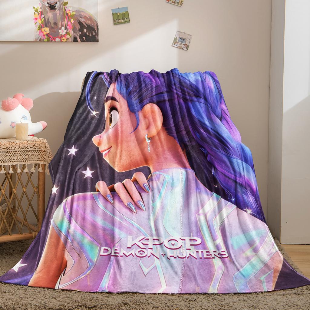K-Pop Hot Anime Lovely Rumi Print Fleece Throw Blanket Fans Must-Have Gift Quality Soft Warm Blanket for Travel Picnic Home