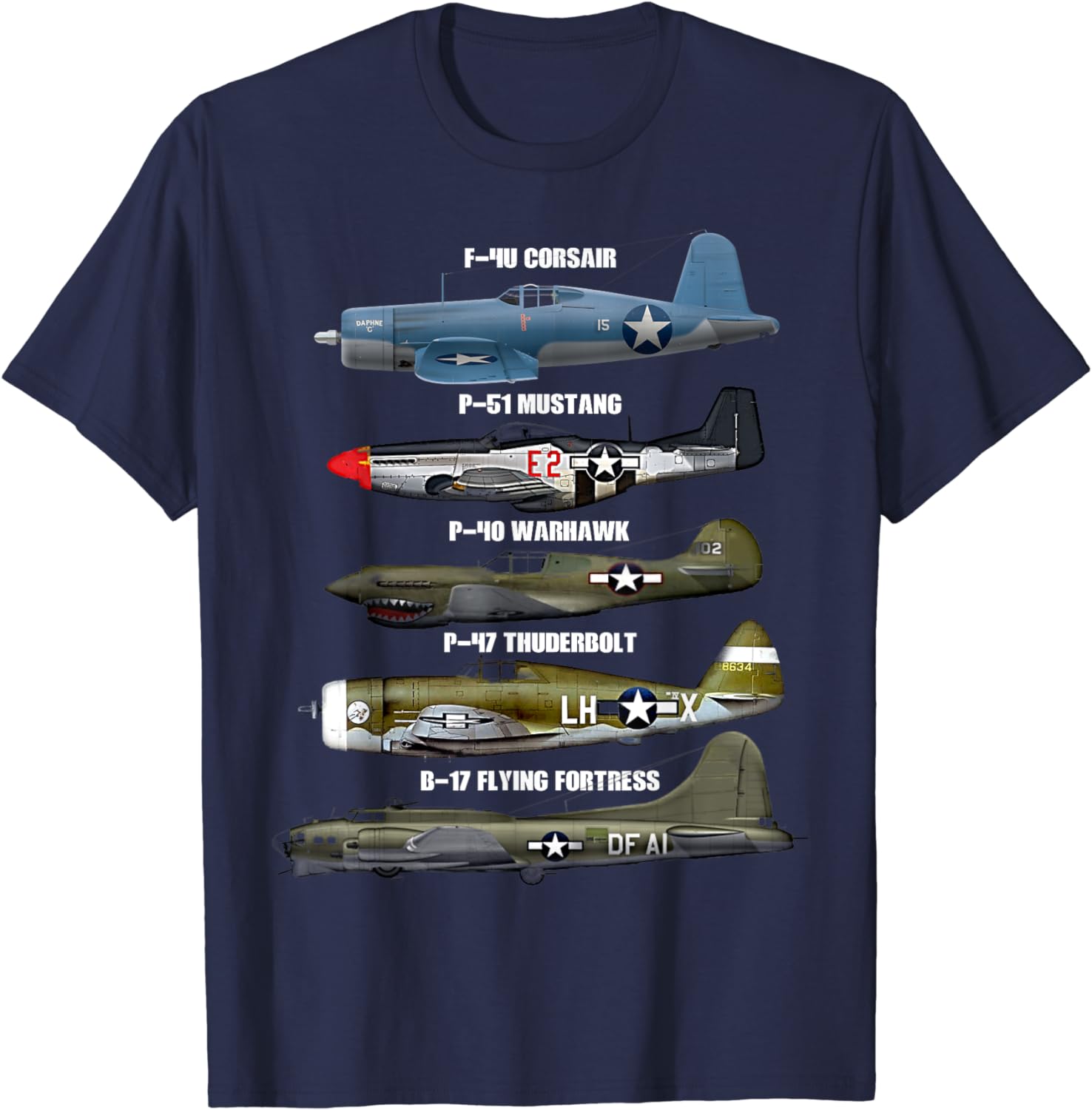 

WW2 Warplane B-17 P51 Mustang F4U Corsair P40 Warhawk T-Shirt Short Sleeve Casual Cotton O-Neck Men T Shirt 4XL