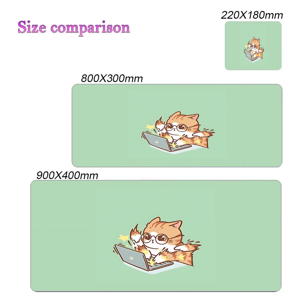 Cute Lazy Orange Cat Mouse Pad Large Computer Office Game Table Mat Rubber Anti-slip Stitched Keyboard Mats 90x40 XXL Desk Pads