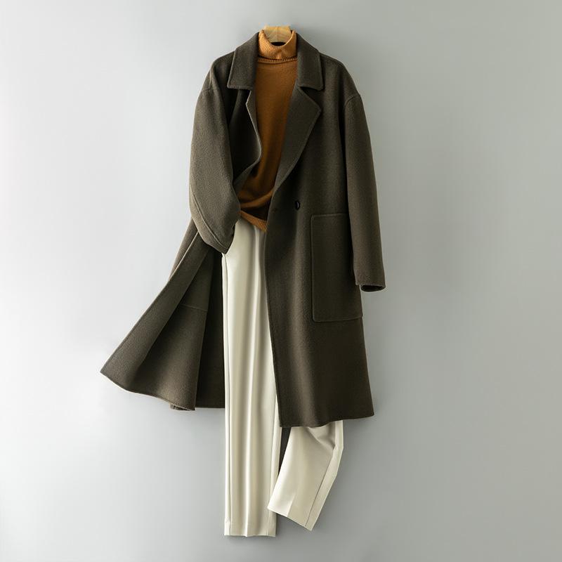 Double-sided Handmade 100% Wool Coat Men's Thickened Woolen Coat Long High-end Woolen Coat