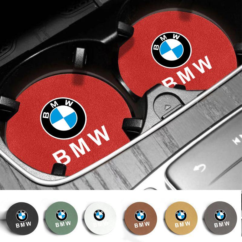 2pcs Suede Car Coaster Mat Water Cup Slots Non-Slip Pad For BMW M Performance F20 F40 F22 F30 E90 F32 F10 F06 F07 F46 M3 M4 M5