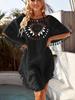2021 Plus Size Off-Shoulder Tassel Cutout Beach Cover-up