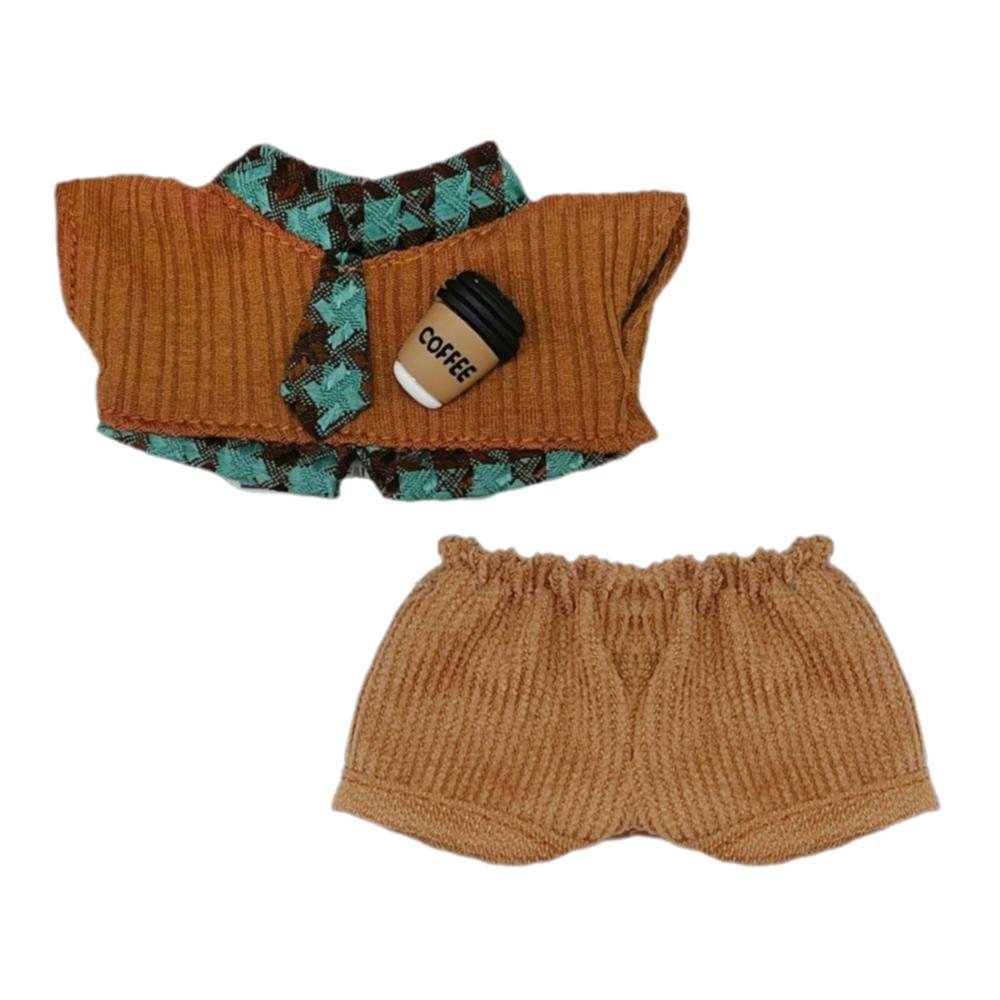 

Blue Brown Doll Student Uniform 10cm Mini Shirt Necktie Pants Set Doll Blouse Pants Suit Toy коричневый