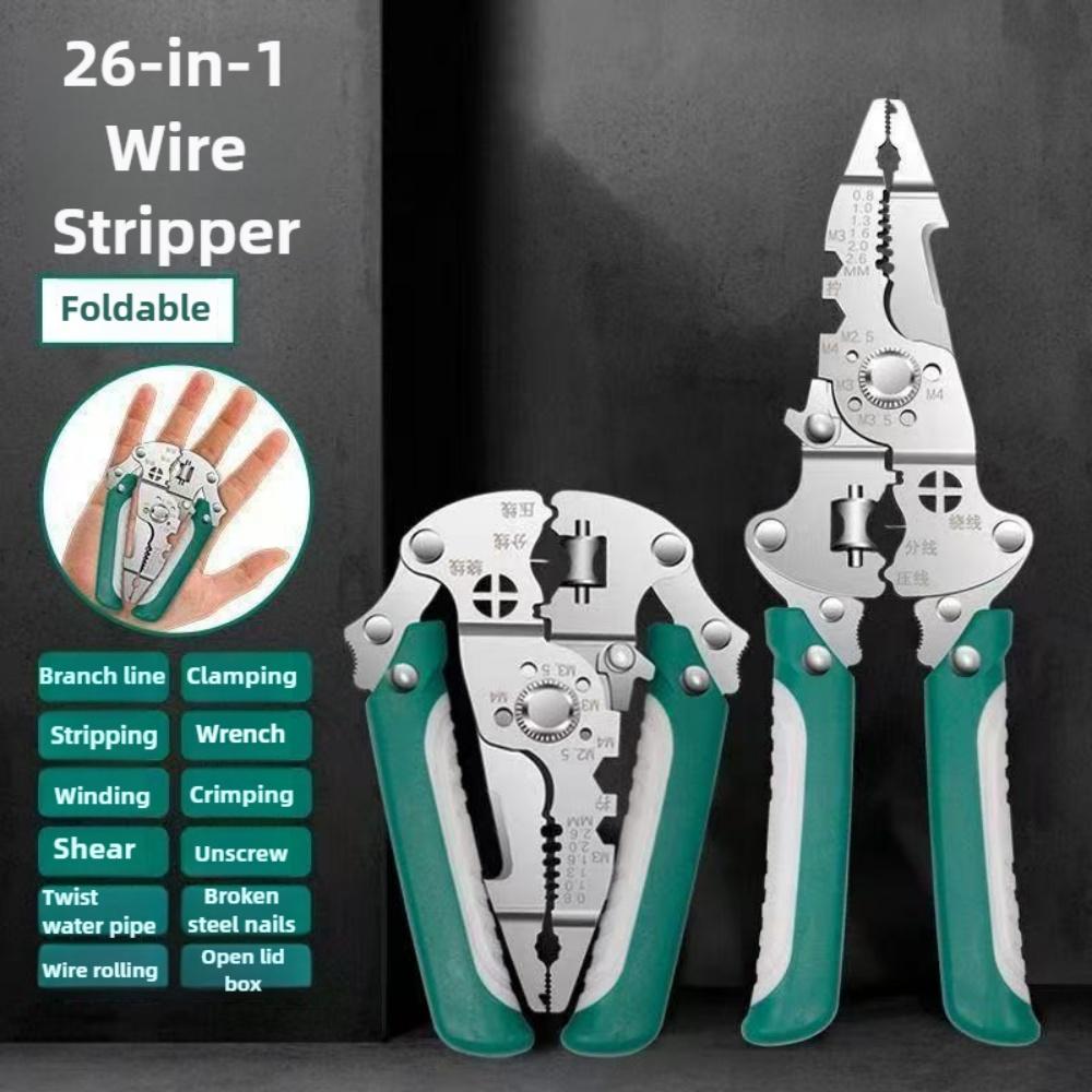 New Foldable Multifunctional Wire Stripper With Pulley Design, Electrician Wire Winding Pliers & Crimping Hand Tool