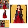 Exquisite Wicked Vampire Cosplay Costume Red Tulle Fancy Dress For Girls