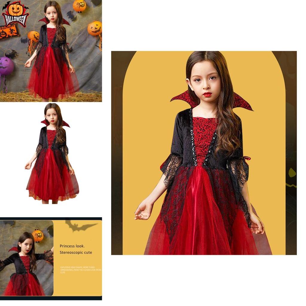Exquisite Wicked Vampire Cosplay Costume Red Tulle Fancy Dress For Girls