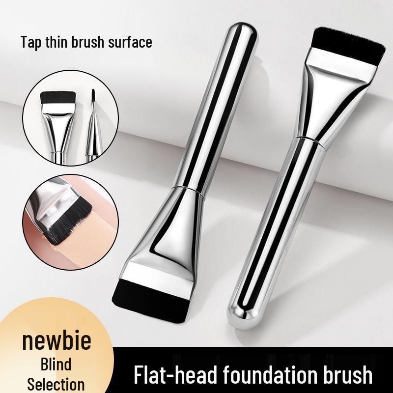 Ultra-Thin Flat-Head Foundation and Concealer Brush with Soft Bristles for Traceless Application