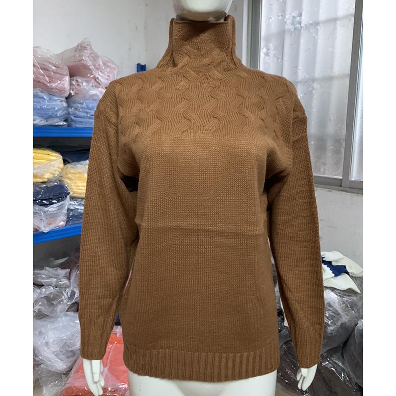 Fashion Long Sleeve Warm Turtleneck Knitted Sweater for Women Autumn and Winter Casual Pullover Sweaters Ladies Elegant Plus Size Solid Jumpers 25115