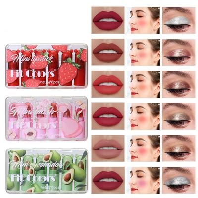6-color Mini Multifunctional Lipstick Set Matte Mist Lipstick Color Blush Blush Pearl Eyeshadow