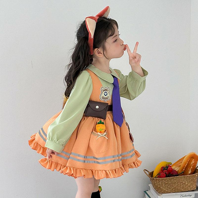 Judy&Nick Party Dress For Girls Spring Autumn Korean Fashion Fake Two Peices Children Cute Cartoon A-line Birthday Dresses