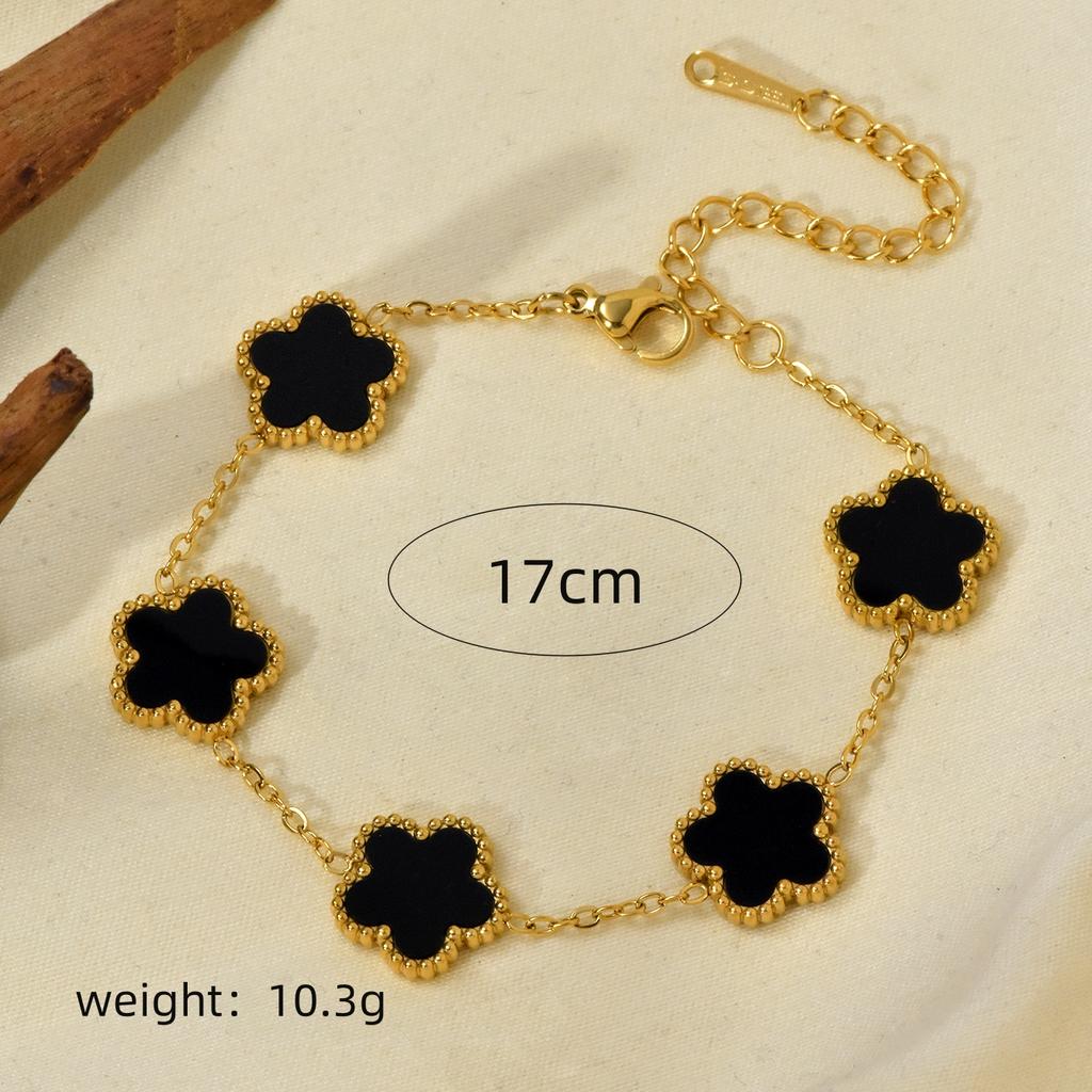 Lucky Straw Five Leaf Flower Bracelet Women's Light Luxury Premium Feeling 18k Non-Fading Waterproof Stainless Steel Bracelet