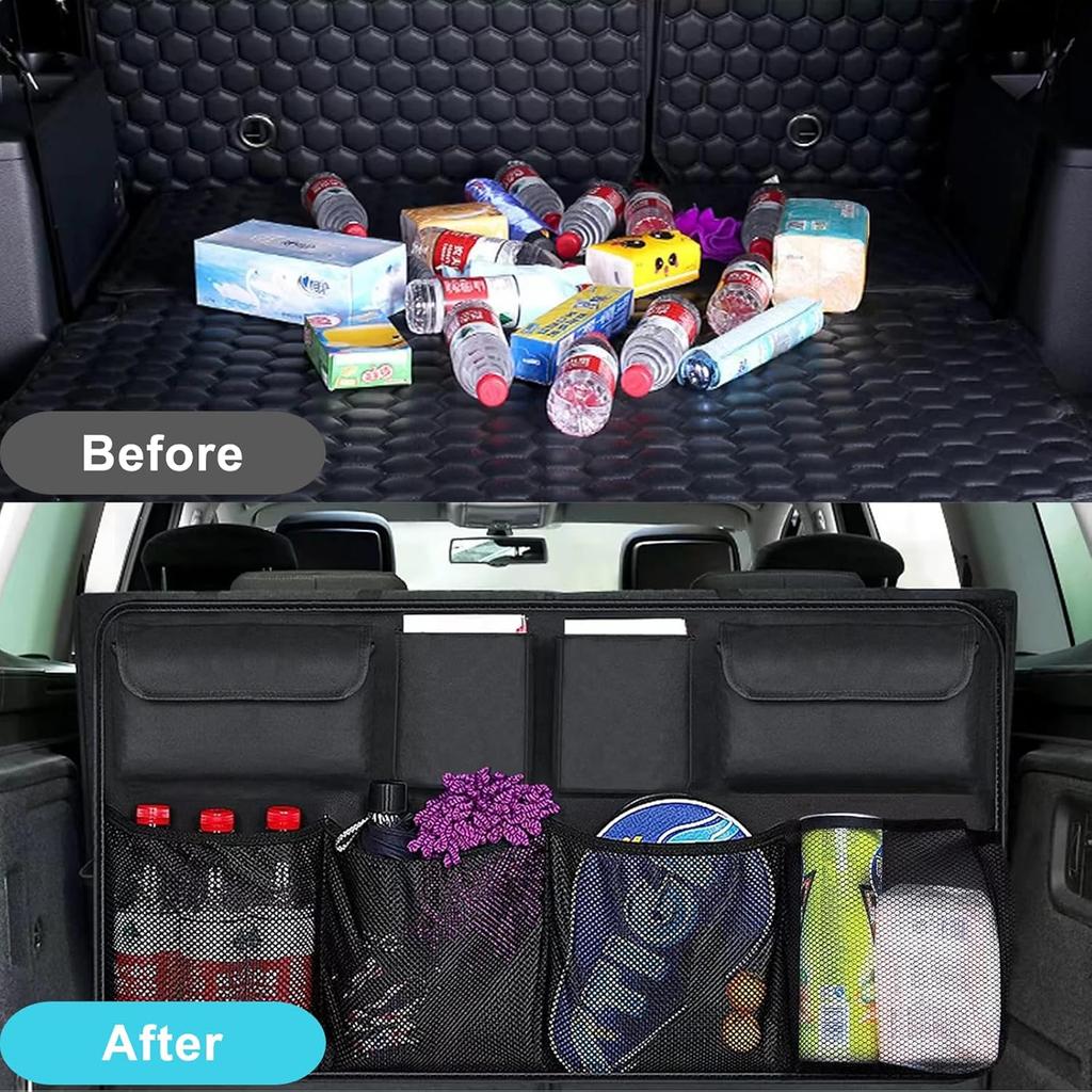 Trunk Organizer With 8 Storage Pockets, 1 Pack Rear Seat Organizer Keep SUV, MPV, TRUCK Organized & Tidy, Travel Accessories, Space Saver
