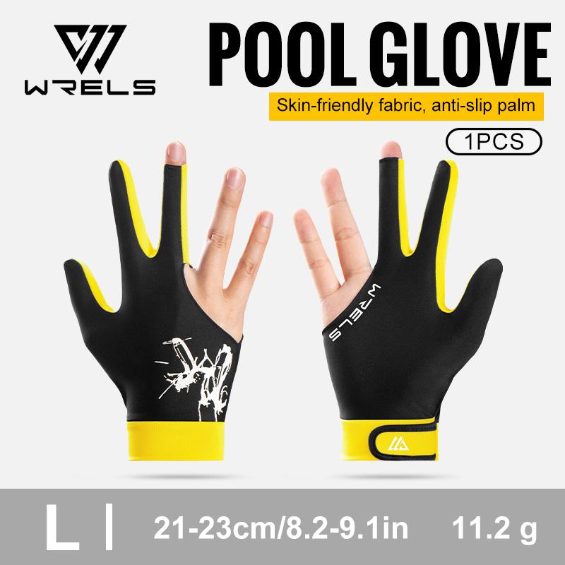 WRELS Three Finger Billiards Glove Breathable Sweat-Wicking Anti-Slip Adjustable Billiard Glove Elastic Billiard Training Gloves