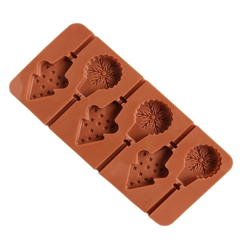 Christmas Tree Snowflake Lollipop Shape Silicone Chocalate Ice Cake Mold Diy Mold Kitchen Baking Mould