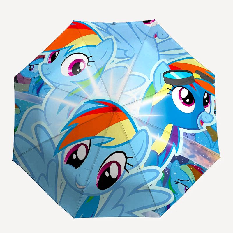 Rainbow Dash, My Little Pony Automatic Opening and Closing, 8 rib Structure Portable Umbrella, Suitable for Men and Women in All Seasons Pe
