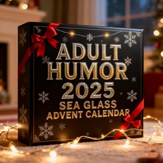 Sea Glass Accents 2025 Adult Humor Advent Calendar 24 Days Countdown Calendar with Funny Christmas Jokes Ocean-Themed Holiday Gag Gifts for