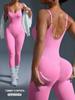 Women's Backless Seamless Ribbed Jumpsuit: Slimming Tank Bodysuit for Yoga