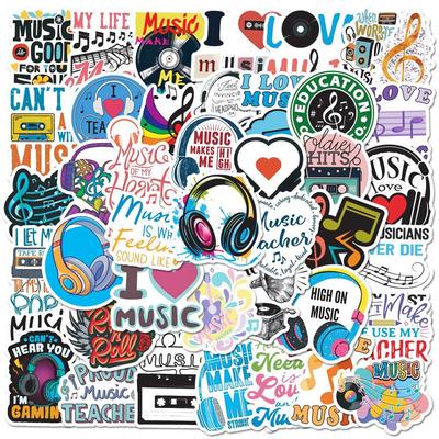 Müzik Notası Çıkartmaları 50 ADET İlham Verici Sözler Müzik Plak Dizüstü Bilgisayar Su Şişesi Çıkartmaları Müzik Severler İçin