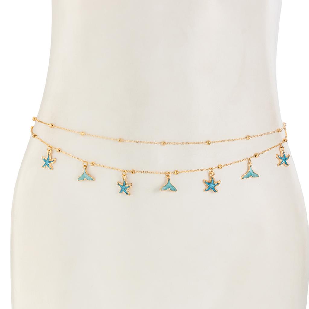 Accessories Design Double Star Chain Body Chain Holiday Fishtail Starfish Alloy Pendant Waist Chain