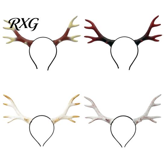 Fascia Retro Ruggine con Corna di Cervo per Capelli, Fascia Halloween con Corna di Cervo, Costume Cosplay Realistico da Foresta, Fascia Gotica da Fata Elastica per Donne