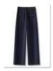 Ancola Women's Red Wool Pants: Soft, Cozy Straight-Leg Wide Pants for Autumn/Winter 2024