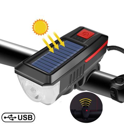Νέο Επαναφορτιζόμενο Φως Ποδηλάτου USB Επαναφορτιζόμενα με Ηλιακή Ενέργεια Φώτα Ποδηλάτου Βουνού Αδιάβροχο Φως Ποδηλάτου με Κόρνα T6 LED Χάντρες 3 Λειτουργίες Φωτισμού Εμβέλεια 200Μ