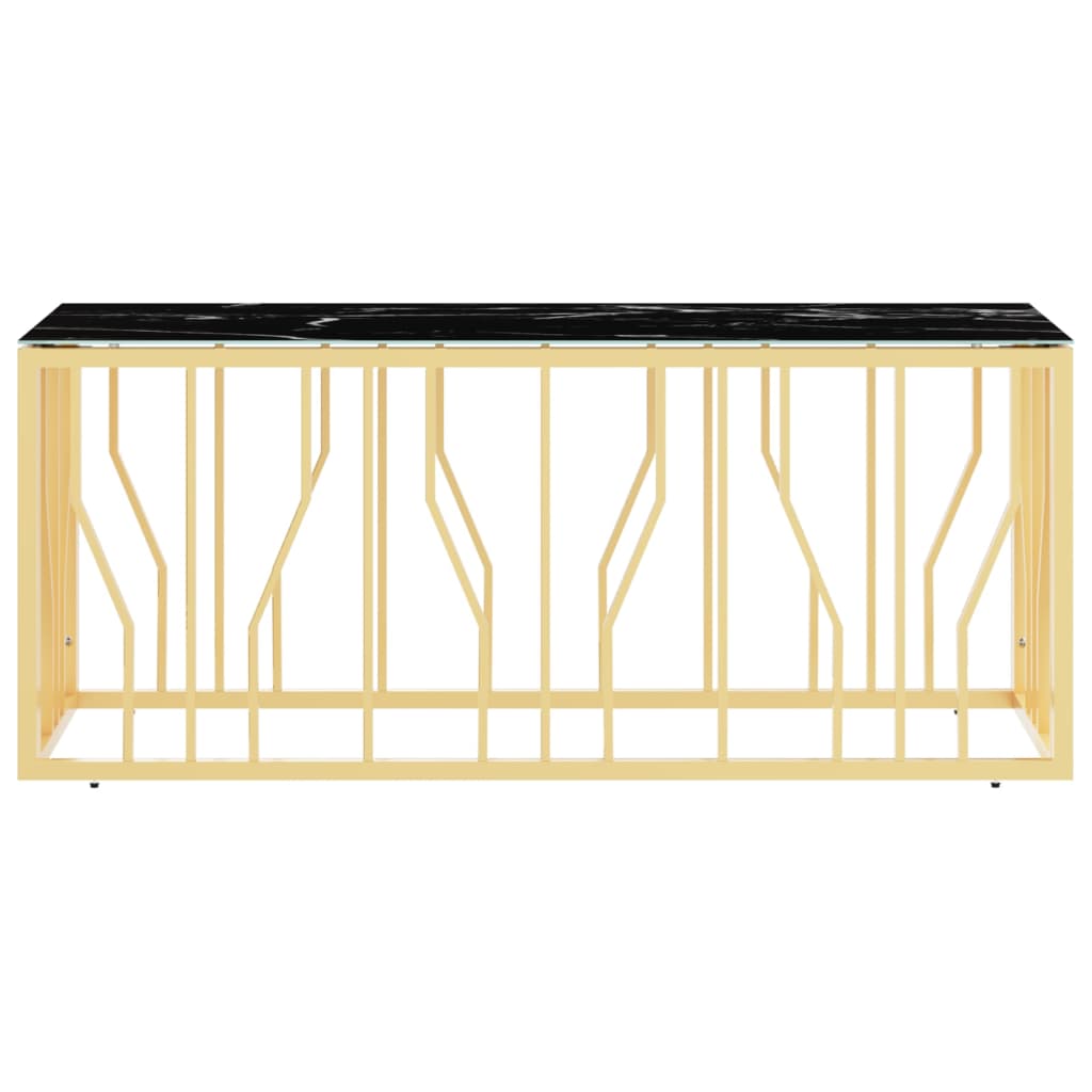  Coffee Table, Gold, 110x45x45 Cm, Stainless Steel and Glass