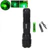 LED Hunting Flashlight Green 502B Tactical Torch Green Light 1-Mode Waterproof Outdoor Light Mount+Switch USB Rechargeable Lamp