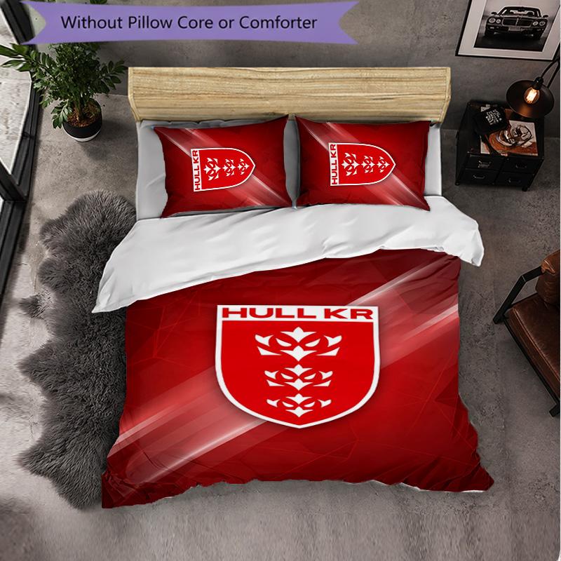 Set Biancheria da Letto 3 Pezzi in Microfibra con Motivo Hull KR Decorazione Copripiumino per Camera da Letto Uso Domestico