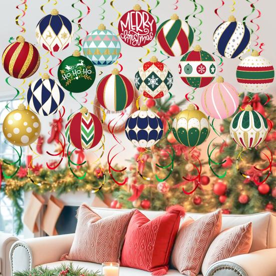 48 ks Vánoční závěsné spirály dekorace žárovka sněhová vločka stropní girlanda pro domov kancelář nákupní centrum zimní sváteční výzdoba