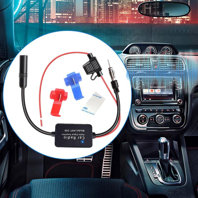 12V Car Antenna Signal Amplifier Set Car Antenna Booster Car FM AM Radio Signal Amplifier for ANT208 Auto Electronic Accessories
