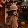 Vintage Pointed Witch Hat Women Hat, Foldable Wide Brim Knitted Cap, Halloween Cosplay for Autumn Winter, Themed Party Costume Accessory Sun