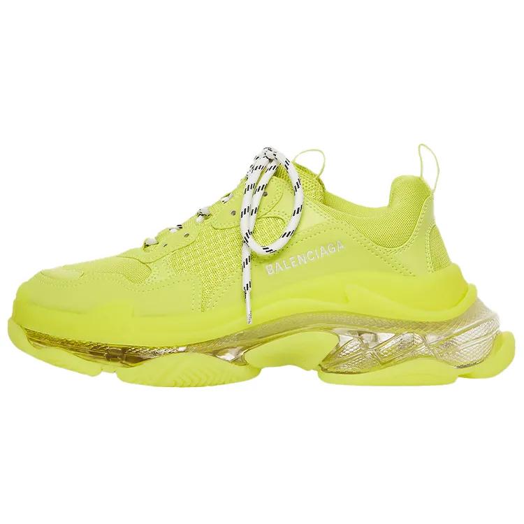 Balenciaga Triple S Clear Sole Fluo Yellow White Women's (Unisex) Chunky Sneakers 544351W2FF27390
