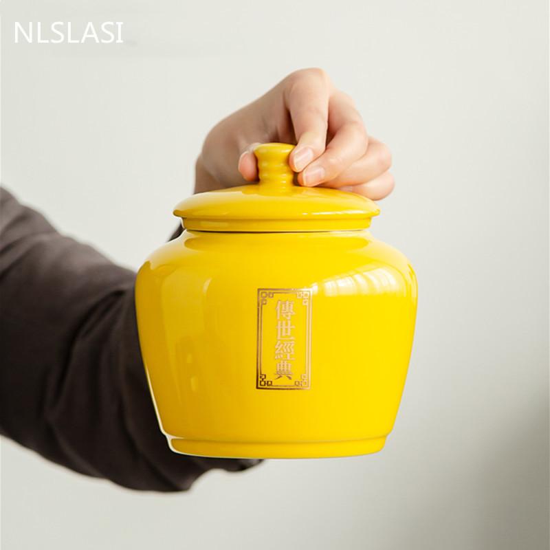 Caja de té de cerámica china, contenedor de almacenamiento sellado para aperitivos de frutas secas, ideal para viajes, portátil, Tieguanyin