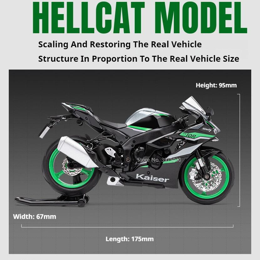 1/12 Kawasaki ZX-10R Motocykl Autíčka Model Slitina tlakové lití se zvukem a světlem Odpružení zadního kola Modely vozidel Sbírejte dárky