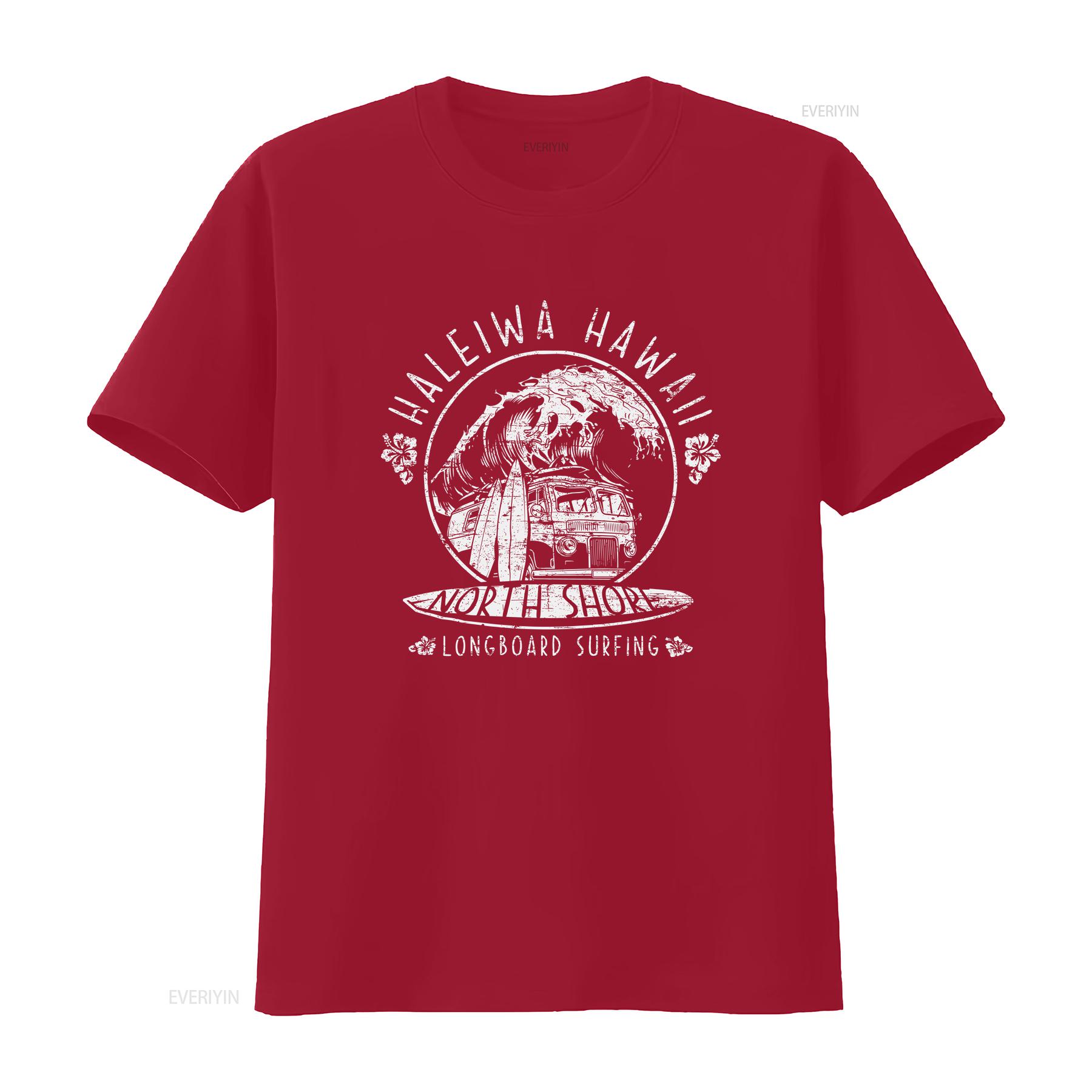 Гавайи Халеива Северное побережье Футболка Лонгборд Серфинг Серферы Гавайский винтаж Стирка мужская Унисекс Дышащая Слегка повседневная S