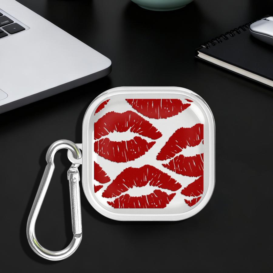 Sexy Red Lips Clear Earphone Cases Cover With Hook Case For Samsung Galaxy Buds 4Pro 3 FE Live 2 4 Pro 2Pro 3Pro