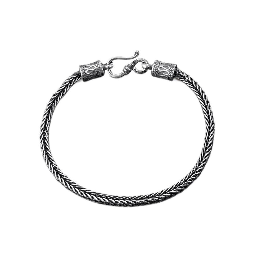 Men's Trendy 925 Sterling Silver Woven Bracelet - European Style Luxury Jewelry